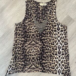 Daytrip Brown and Black Tank Top with Embellished stones